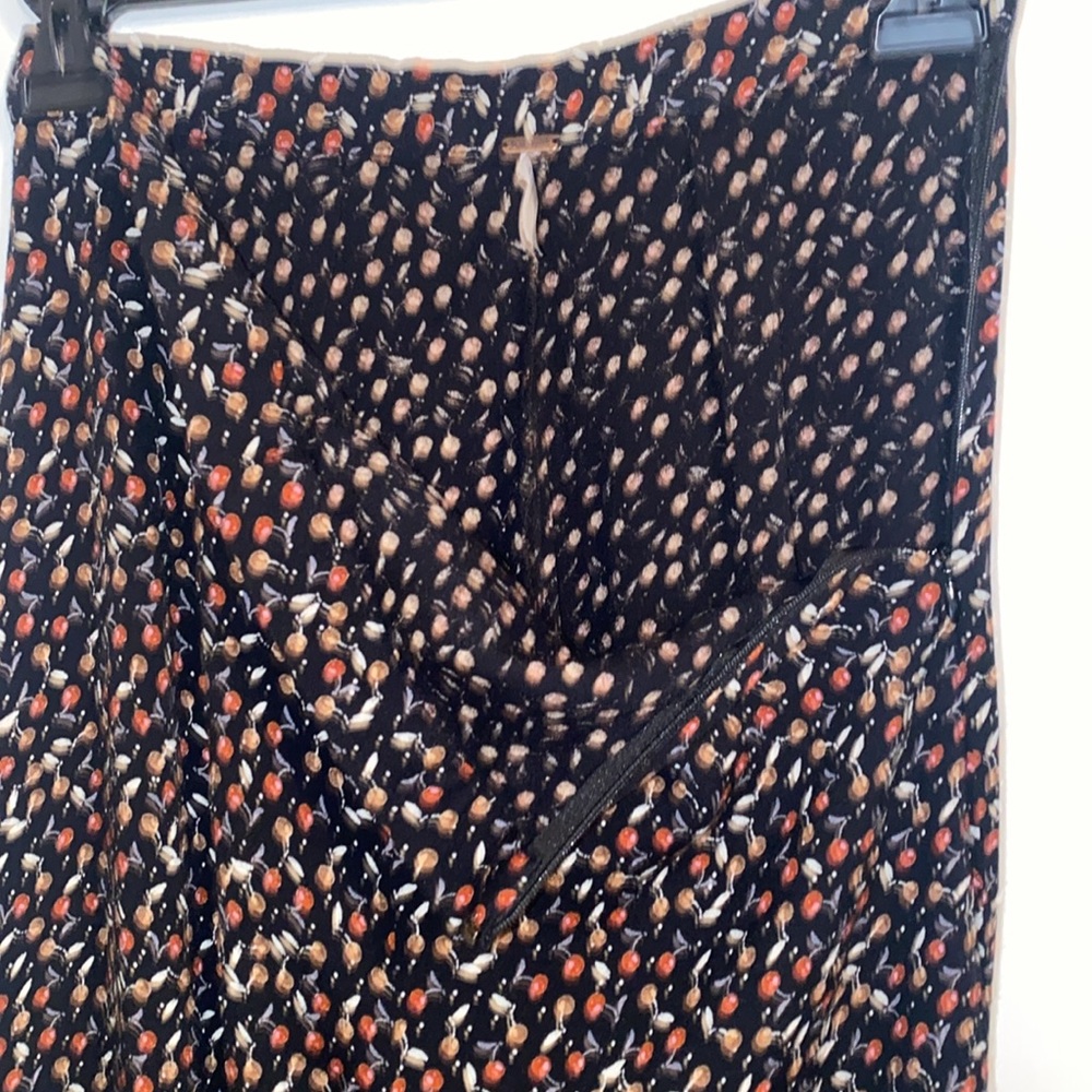 FREE PEOPLE Black Easy Peasy Cherry Print Wide Leg Crepe High Rise Pants - Picture 5 of 6
